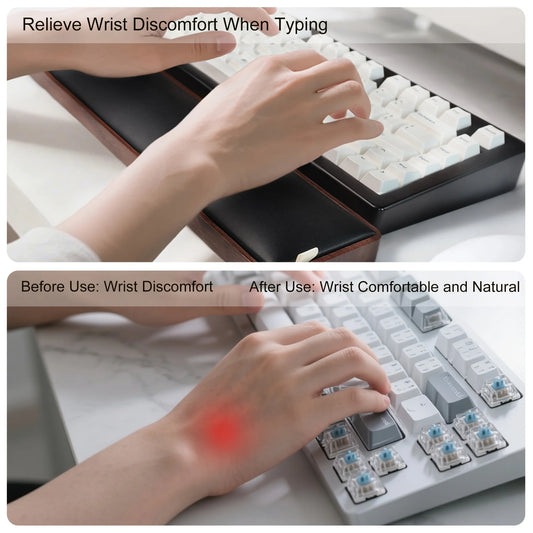 SetupCove Wooden Keyboard Wrist Rest – Ergonomic Walnut Palm Support with Cable Storage Tray