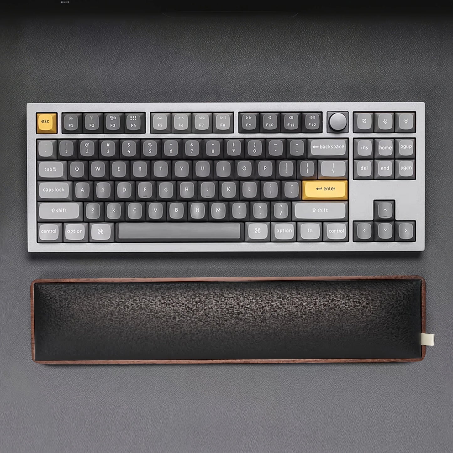 SetupCove Wooden Keyboard Wrist Rest – Ergonomic Walnut Palm Support with Cable Storage Tray
