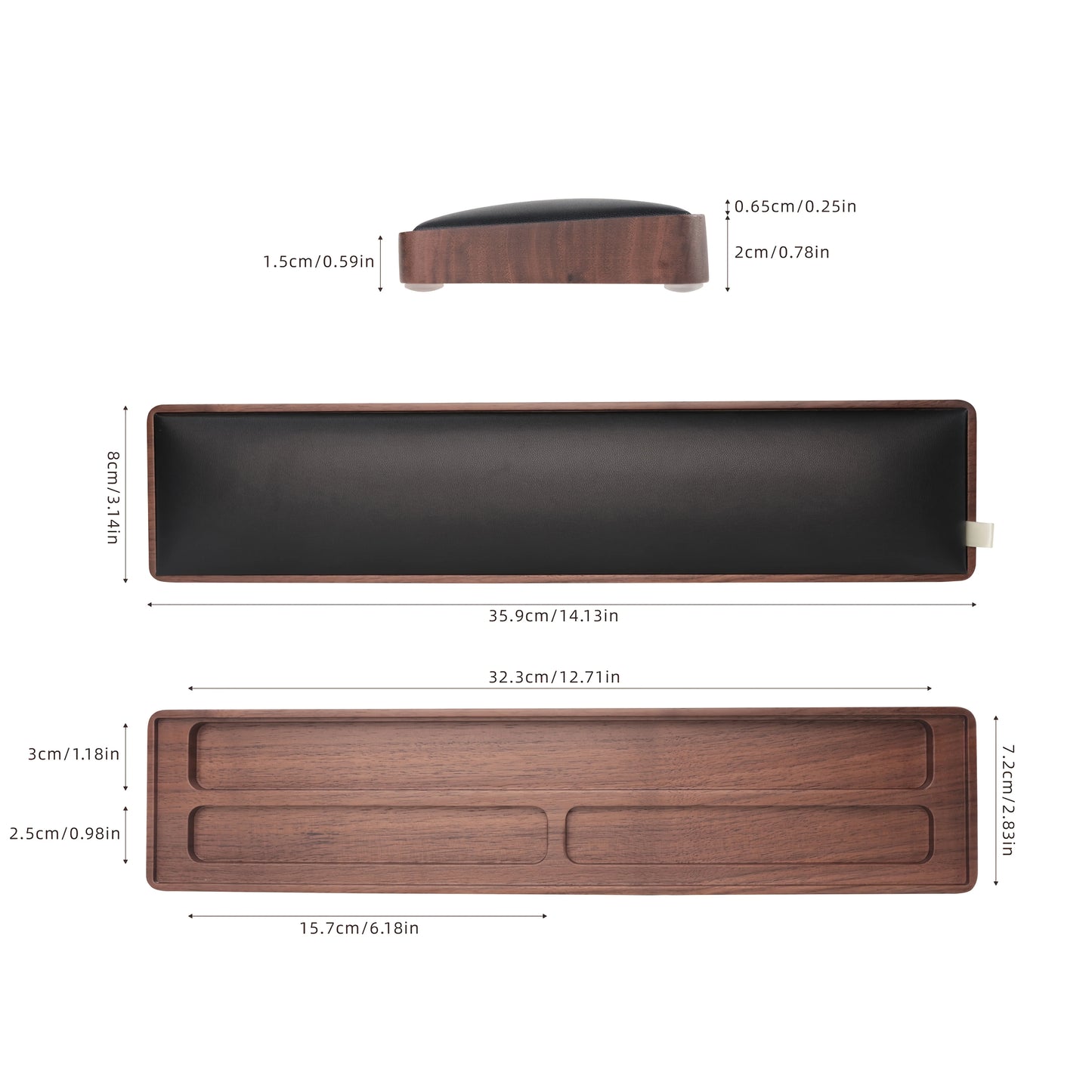 SetupCove Wooden Keyboard Wrist Rest – Ergonomic Walnut Palm Support with Cable Storage Tray