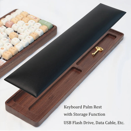 SetupCove Wooden Keyboard Wrist Rest – Ergonomic Walnut Palm Support with Cable Storage Tray