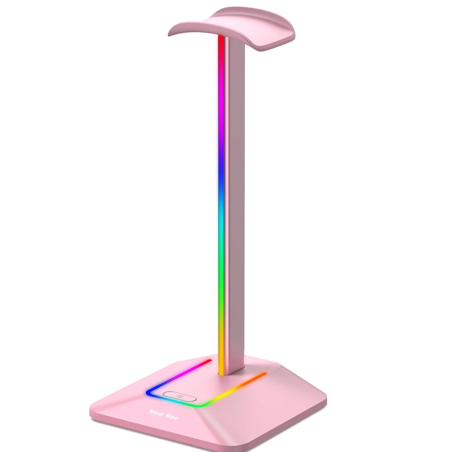 SetupCove Headphone Stand – RGB Dual-USB Headset Holder for Gaming Desks (Pink)