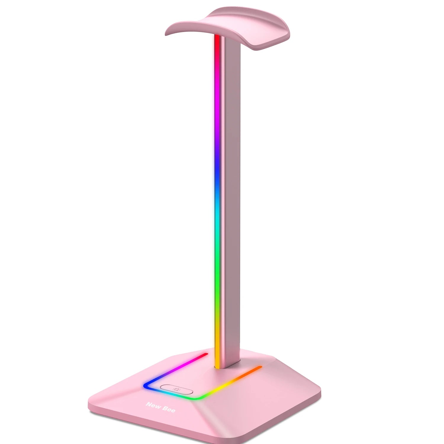 SetupCove Headphone Stand – RGB Dual-USB Headset Holder for Gaming Desks (Pink)
