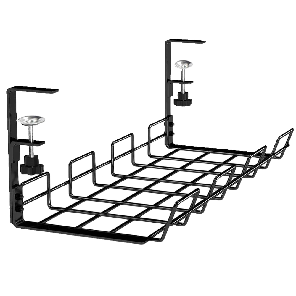 SetupCove Under-Desk Cable Tray – No-Drill Metal Cord Organizer for Home Offices